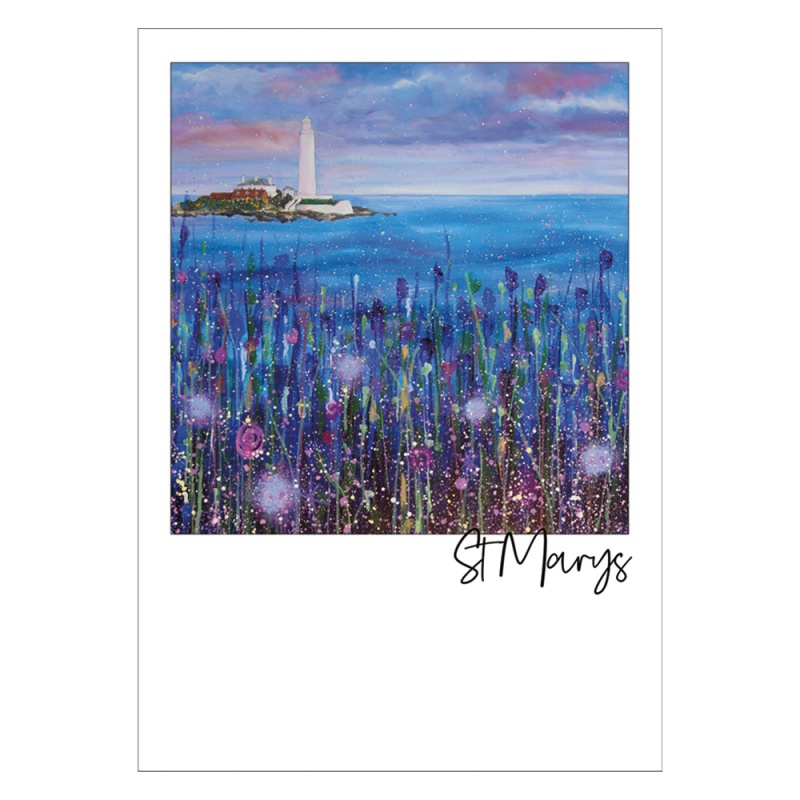 St Marys Lighthouse Blue Whitley Bay Postcard